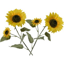 6x stuks gele kunst zonnebloemen kunstbloemen 72 cm decoratie - Kunstbloemen