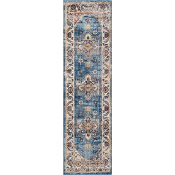 Safavieh Trendy New Transitional Indoor Geweven Gebiedstapijt, Bristol Collection, BTL349, in Blauw & Ivoor, 69 X 244 cm