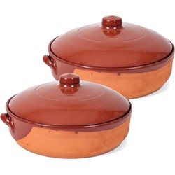 Salamanca Ovenschaal - 2x - met deksel - 30 x 12 cm - steen - braadpannen - Braadpannen