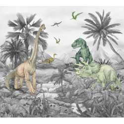 Sanders & Sanders fotobehang dinosaurussen grijs - 3 x 2,7 m - 601184
