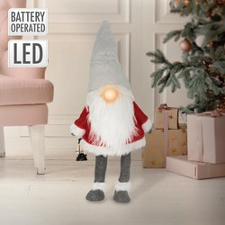 LED Secret Santa Figuur 80 cm Rood/Grijs gemaakt van Plastic en Polyester