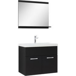 Badplaats Badkamermeubel Montreal Set 02 60 x 35 cm - Mat zwart - Badmeubel met Spiegel