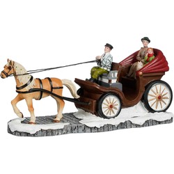 Luville Kerstdorp Paardenkoets - 19.5x7x9.5 cm - Polyresin - Multi