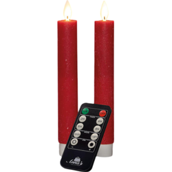 Dinerkaars wax led bewegende vlam op batterij met afstandsbediening 2 stuks h18 cm rood