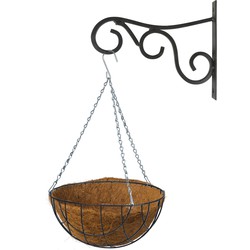 Hanging basket 25 cm met metalen muurhaak en kokos inlegvel - Plantenbakken