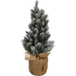 House of Seasons Kunstkerstboom in Jute - H45 x Ø22 cm - Groen Frosted