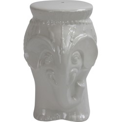 Fine Asianliving Keramische Kruk Olifant Wit Handgemaakt D33xH46cm