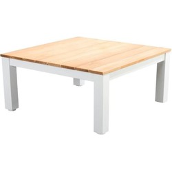 Midori coffee table 75x75cm. alu white/teak