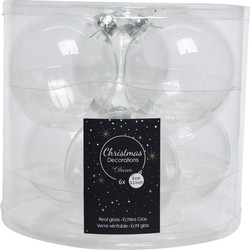 Decoris kerstballen - 6x st - transparant parelmoer - D8 cm - glas - Kerstbal