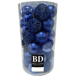 37x stuks kunststof kerstballen kobalt blauw 6 cm inclusief kerstbalhaakjes - Kerstbal