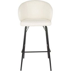 Barkruk Wit Stof - Zithoogte 75cm - 50x52x100cm - Joa - Set van 2
