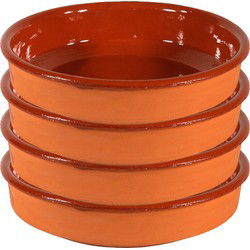 Gerimport Tapas schaaltje - 4x - Sevilla - 14 cm - aardewerk - oranje - Snack en tapasschalen