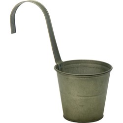 Mega Collections Plantenpot/bloempot - zink - groen - met ophanghaak - D16 x H35 cm - Plantenpotten