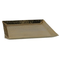 Kaarsen plateau met rand en reliefwerk - vierkant - metaal - goud - 30 x 30 cm - Kaarsenplateaus