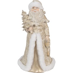 Clayre & Eef Beeld Kerstman 32 cm Goudkleurig Polyresin Kerstfiguren