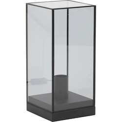 Light&living Tafellamp 15x15x32,5 cm ASKJER mat zwart+smoke glas