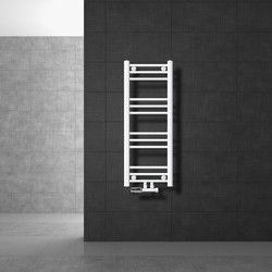 Badkamer radiator middenaansluiting 300x800 mm wit recht met wandaansluitset LuxeBath