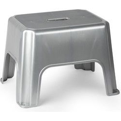 Plasticforte Keukenkrukje/opstapje - 3x - 40 x 30 x 28 cm - zilver - Huishoudkrukjes