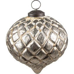 Clayre & Eef Kerstbal  9x9x9 cm Beige Glas Rond Kerstdecoratie