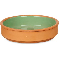 Set 4x tapas/creme brulee serveer schaaltjes terracotta/groen 16x4 cm - Snack en tapasschalen