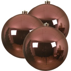 3x stuks grote kunststof kerstballen lippenstift roze 14 cm glans - Kerstbal