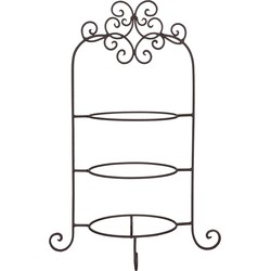 Clayre & Eef Etagère voor 3 borden  36x28x54 cm Bruin Ijzer Rond Taartplateau op voet