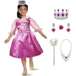 Allerion Prinsessenjurk Meisje Roze - Verkleedkleren voor Kinderen - Roze Prinsessen Jurk - Inclusief Accessoires - Maat 100 - 140cm / 3 tot 8 jaar