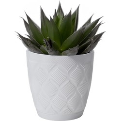 Form Plastic Plantenpot/bloempot New Age - kunststof - ivoor wit - D17 x H15 cm - met schotel - Plantenpotten