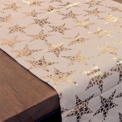 Unique Living | Tafelloper Stars 42x150cm natural/gold