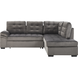 VARNAMO - Hoekslaapbank - Grijs - Linkerzijde - 227 cm - Fluweel