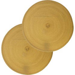 Secret de Gourmet ronde placemat - 6x - geel - kunststof - 38 cm - Placemats
