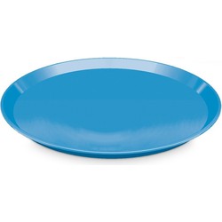 Rond dienblad/serveerblad - Blauw - kunststof - Dia 34 x H2 cm - Serveren - Kopjes/glazen - Dienbladen