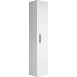Badplaats Badkamerkast Pluto 30 x 30 x 150 cm - Wit - Hangende Badkamerkasten Hoog met 1 Deur