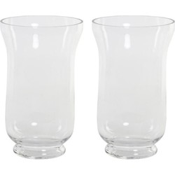 2x stuks trompet vazen glas transparant 14,5 x 24 cm - Vazen