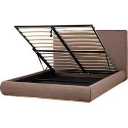 CAMPAGNE - Bed met opbergruimte - Bruin - 160 x 200 cm - Polyester