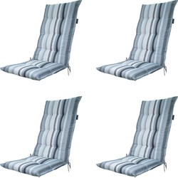 Madison -  Tuinstoelkussen Hoge Rug Righe grey - Ca. 123x50 cm - Set van 4