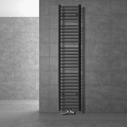 Badkamerradiator middenaansluiting 300x1800 mm antraciet recht met wandaansluitset LuxeBath
