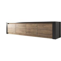 Meubella - TV-Meubel Monaco - Eiken - Grijs - 4 deuren - 170 cm