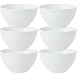 Kommetjes/serveer schaaltjes - 6x - Tokyo - porselein - D13 x H7.5 cm - ivoor wit - Stapelbaar - Kommetjes