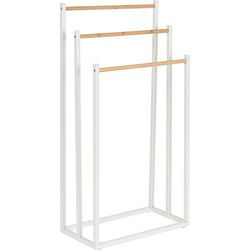 Items Handdoeken ophangrek - bamboe - L45 x b22 x H85 cm - wit - Handdoekrekken
