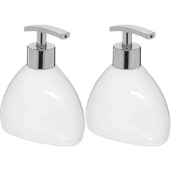 2x Stuks Zeeppompjes/zeepdispensers van keramiek - wit - 300 ml - Zeeppompjes