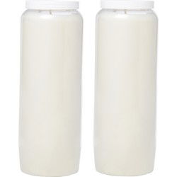 Grafkaars/gedenklicht - Set van 4x stuks - Wit - 7 x 20 cm - 216 branduur - 9 dagen - buitenkaarsen