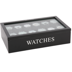 Horloge doos 12 vaks Avantgarde zwart met zilveren letters