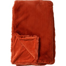 Dutch Decor ZINZI - Plaid 140x180 cm - bontlook - effen kleur - Potters Clay - oranje - Dutch Decor