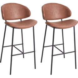 KIANA - Barkruk set van 2 - Bruin - Kunstleer