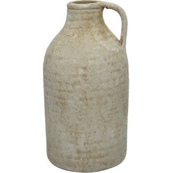 Ouderwetse creme witte terracotta kan/kruik 30 cm - Tuinbeelden