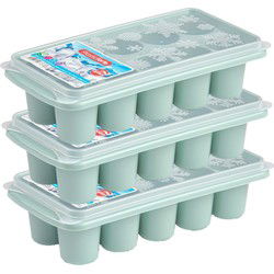 4x stuks Trays met dikke ronde blokken ijsblokjes/ijsklontjes vormpjes 10 vakjes kunststof mintgroen - IJsblokjesvormen