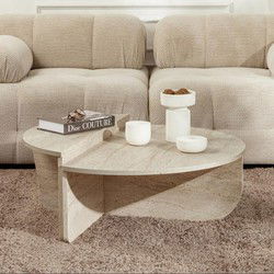 Ronde Salontafel Marmerlook Melamine 85 cm Orin