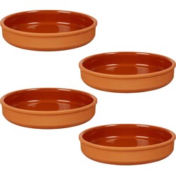 4x stuks tapas/hapjes serveren/oven schaal terracotta/bruin 23 x 4 cm - Snack en tapasschalen