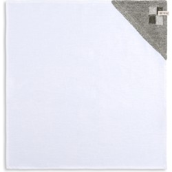 Knit Factory Linnen Theedoek - Poleerdoek - Keuken Droogdoek Block - Ecru/Antraciet - 65x65 cm